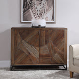 Evros - Reclaimed Wood 2 Door Cabinet - Brown, Dark