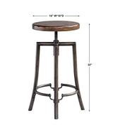 Westlyn - Industrial Bar Stool - Brown, Dark & Black