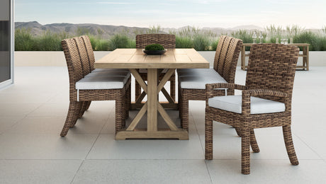 Havana - Armless Dining Chair, With Self Welt - Canvas Flax / Dark Brown
