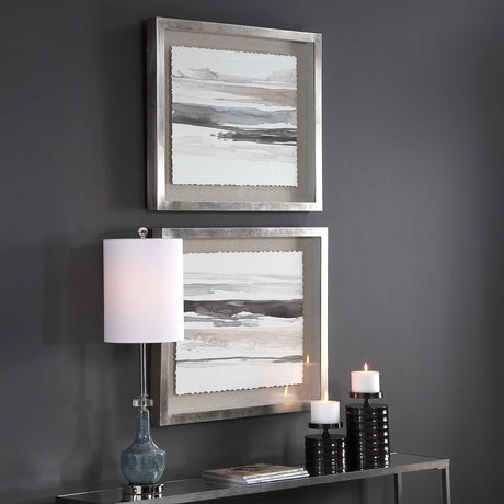Neutral - Landscape Framed Prints, Set Of 2 - Pearl Silver