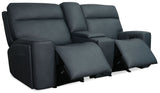 Riverton - Power Gliding Console Loveseat With Power Headrest And Lumbar - Black