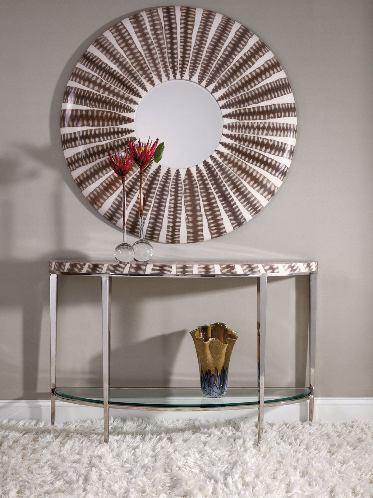Signature Designs - Sulu Sea Snake Round Mirror - Dark Brown