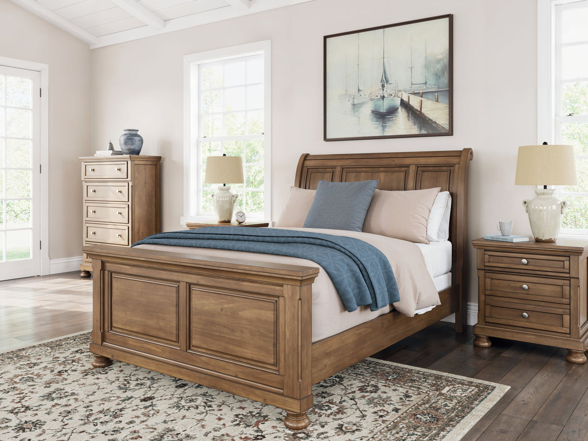 Feddinger - Two Drawer Night Stand - Medium Brown