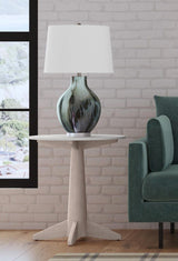 Horizons - End Table - White Oak / White Marble