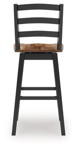 Wildenauer - Tall Swivel Barstool (Set of 2) - Brown / Black