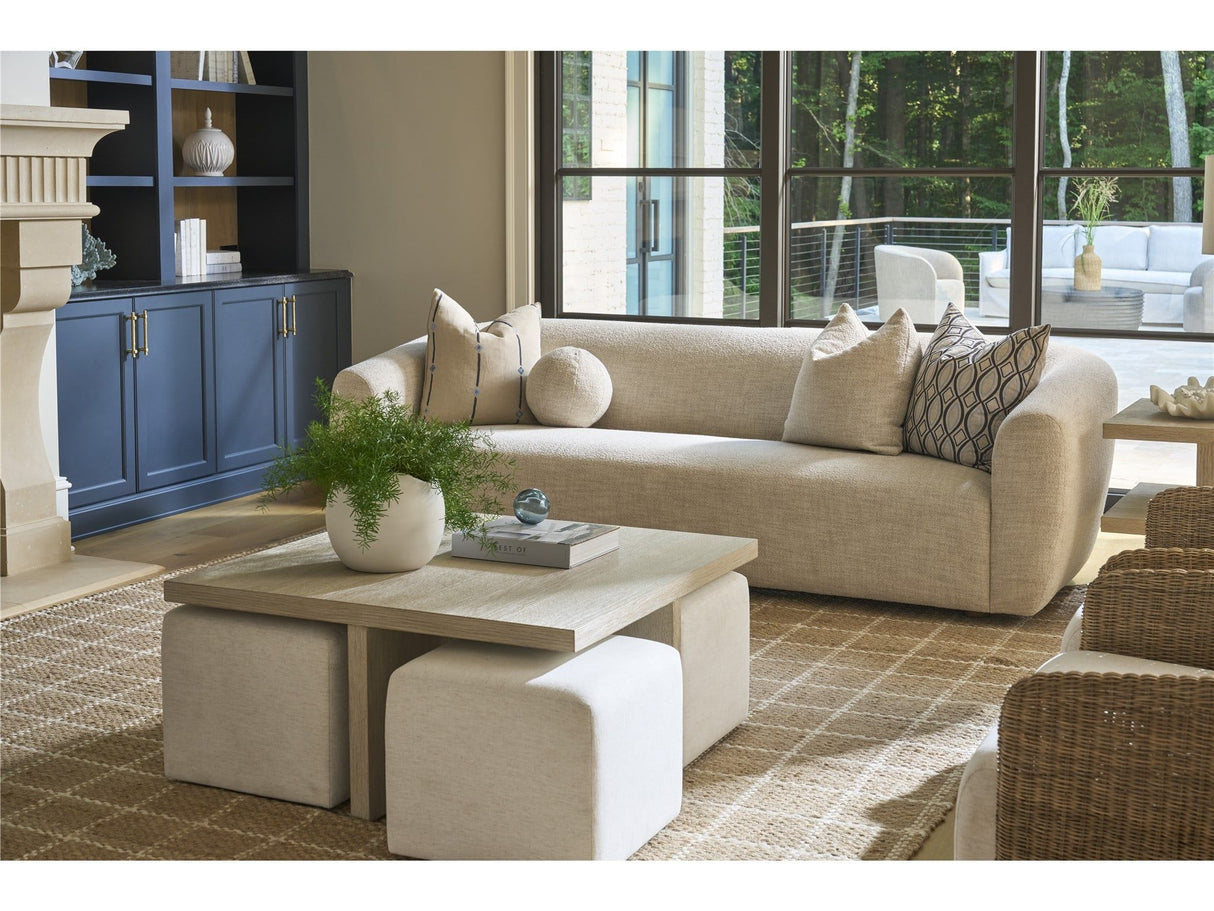 Oasis - Dockside Cocktail Table With 4 Ottomans - Beige / White