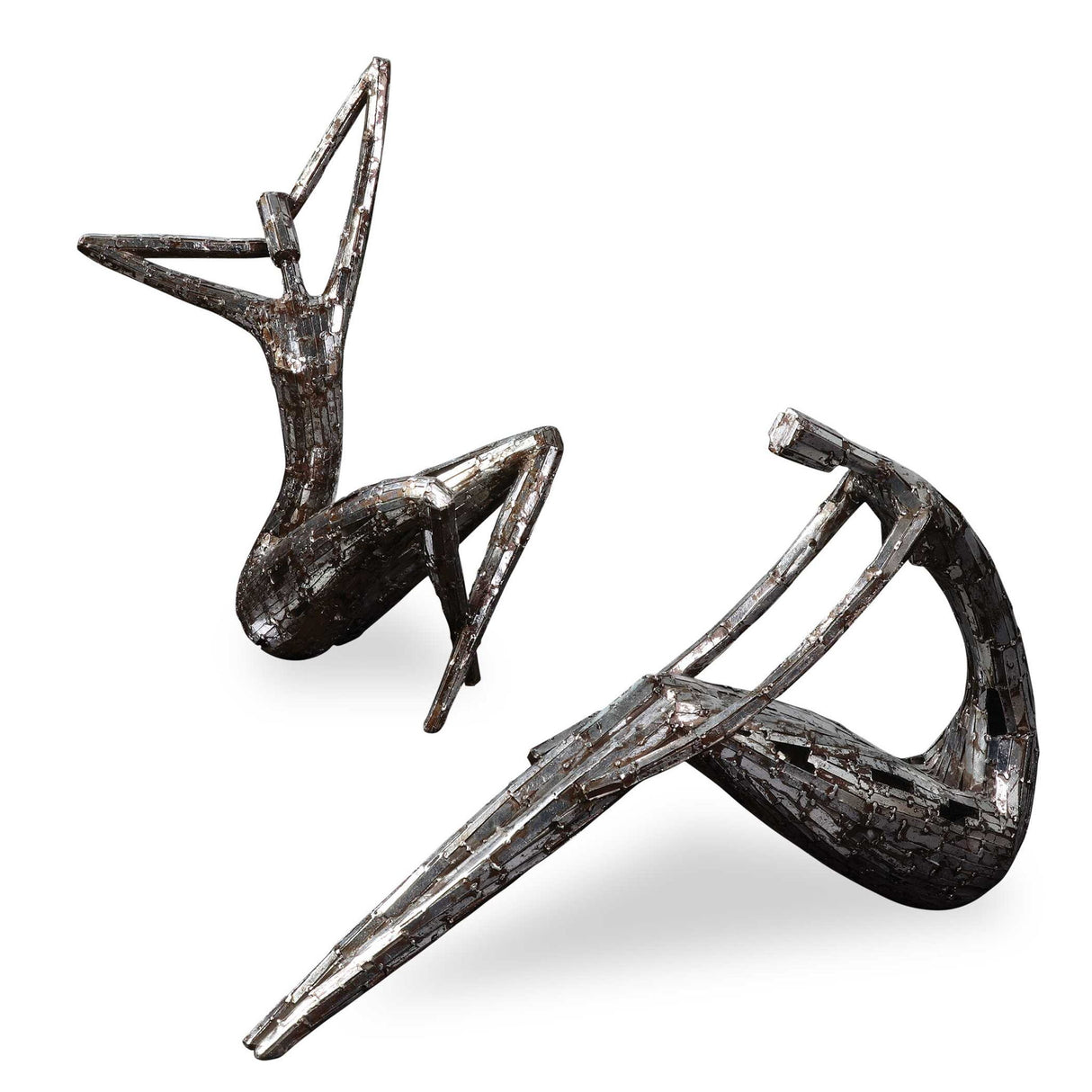 Dahy - Statues, Set Of 2 - Antique Silver