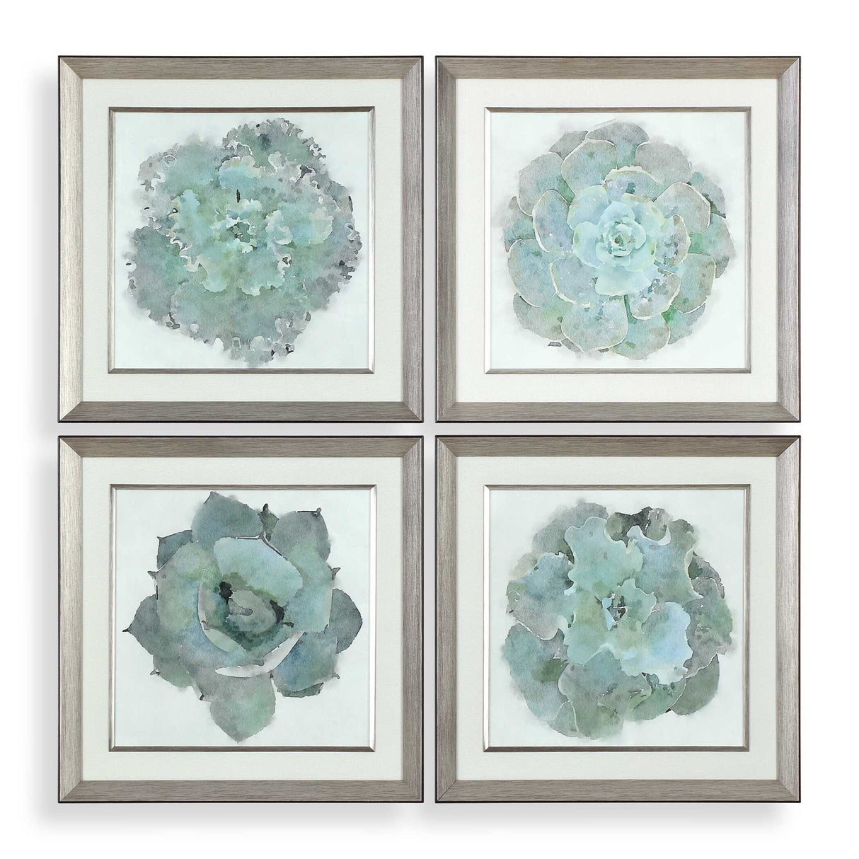 Natural Beauties - Botanical Prints, Set Of 4 - Blue, Light
