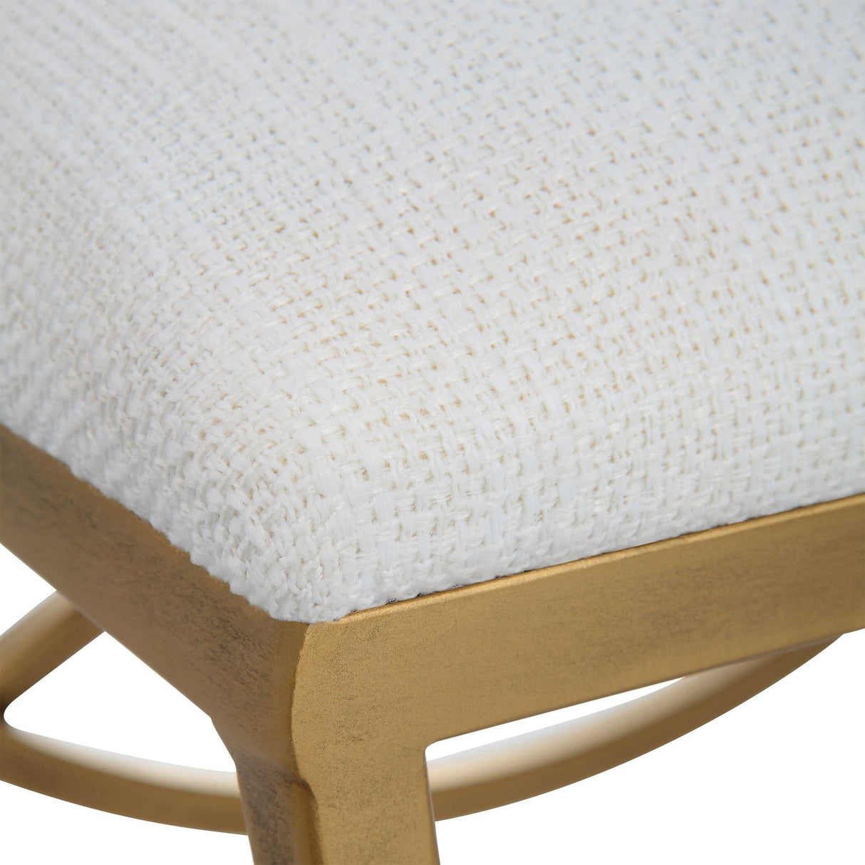 Upholstered Accent Stool - Antique Brushed Brass