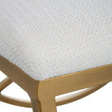 Upholstered Accent Stool - Antique Brushed Brass