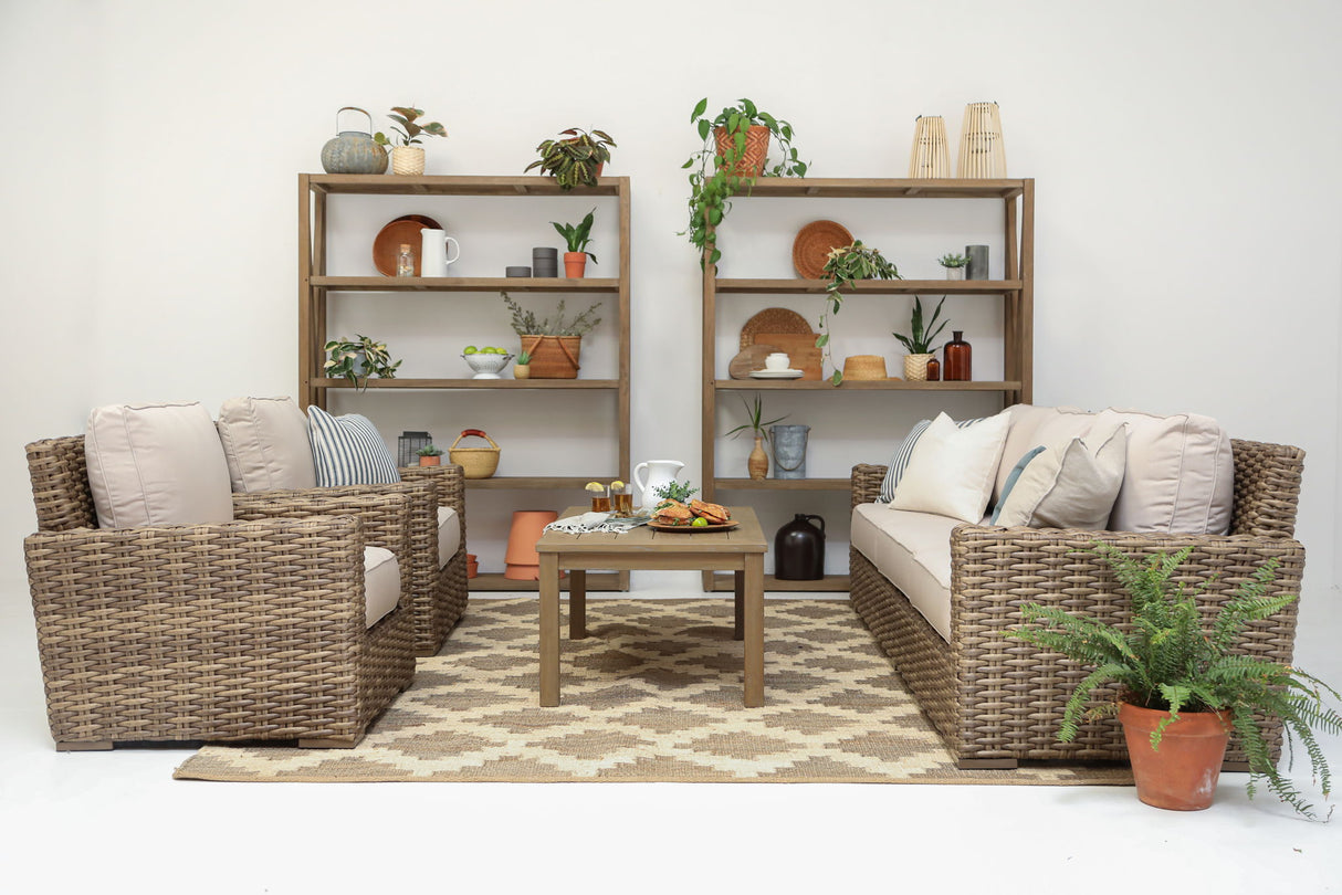 Havana - Sofa, With Self Welt - Canvas Flax / Dark Brown