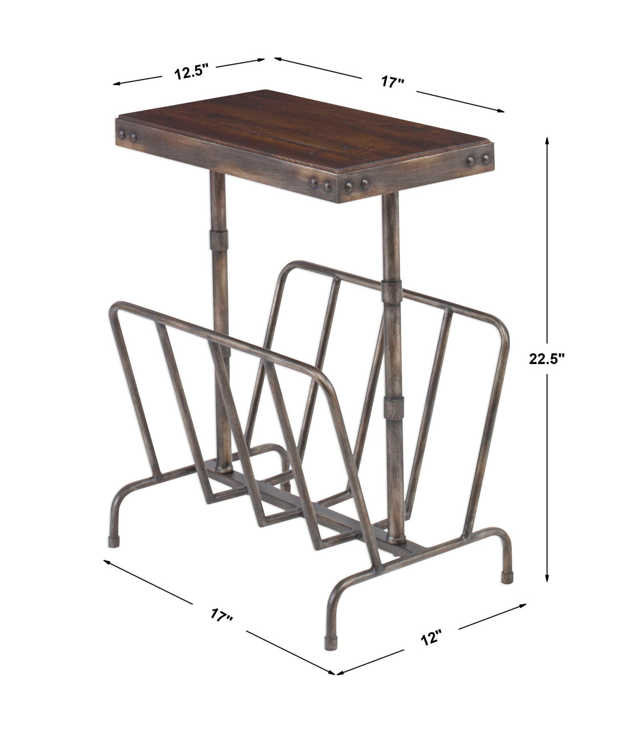 Sonora - Industrial Magazine Accent Table - Brown, Dark