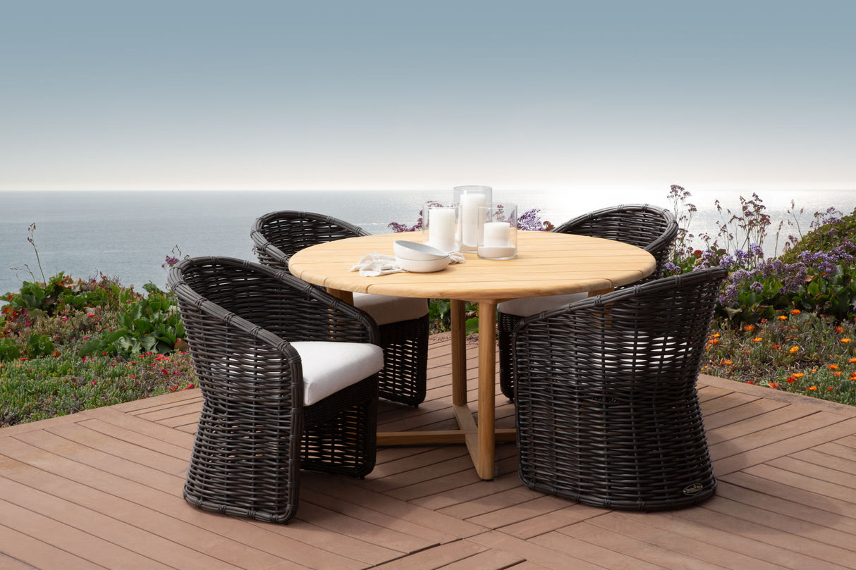 Natural Teak - 56" Round Dining Table - Light Brown