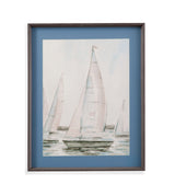 Sail Scribble I Framed Print - Blue