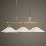 Brookdale - Industrial 3 Light Linear Chandelier - Gold