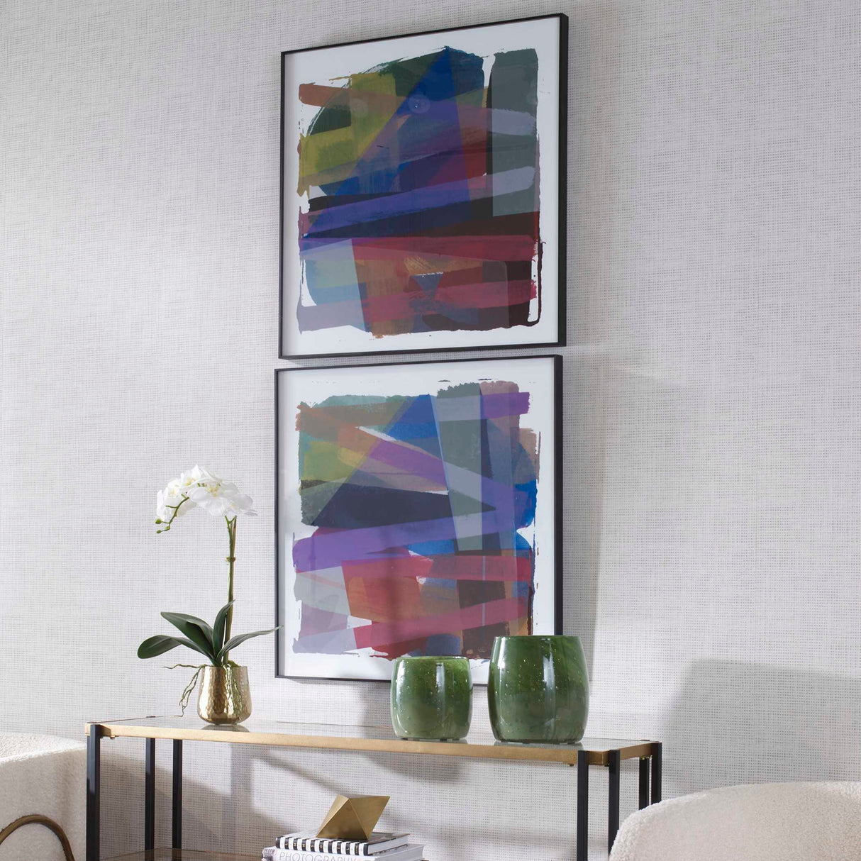 Vivacious - Abstract Framed Prints, Set Of 2 - Blue