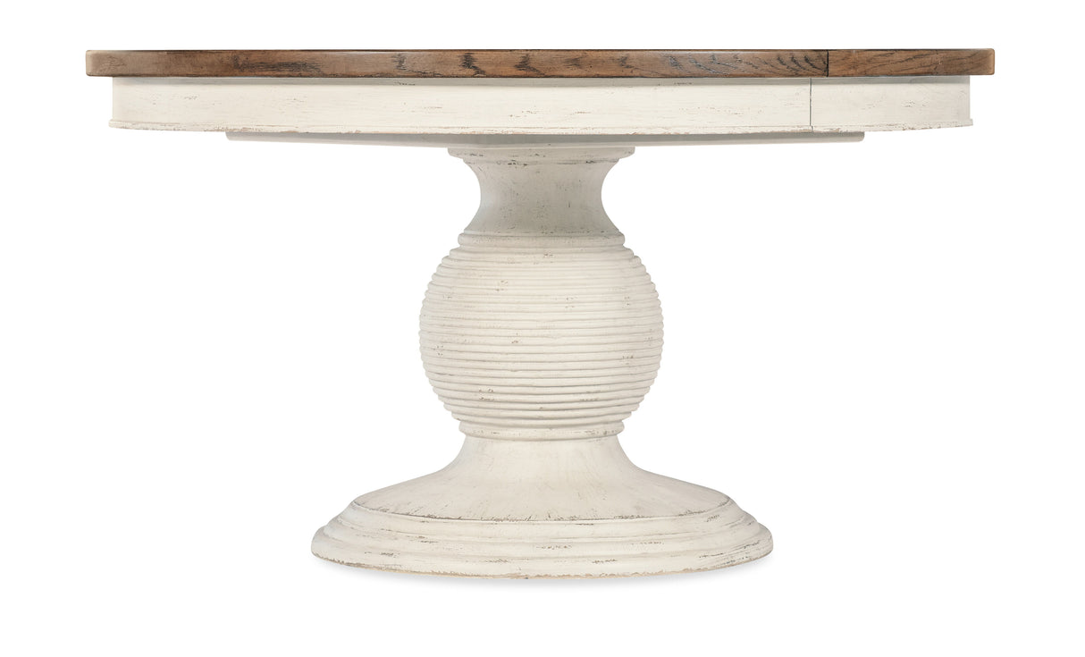 Americana - Round Pedestal Dining Table With One 22" Leaf - White