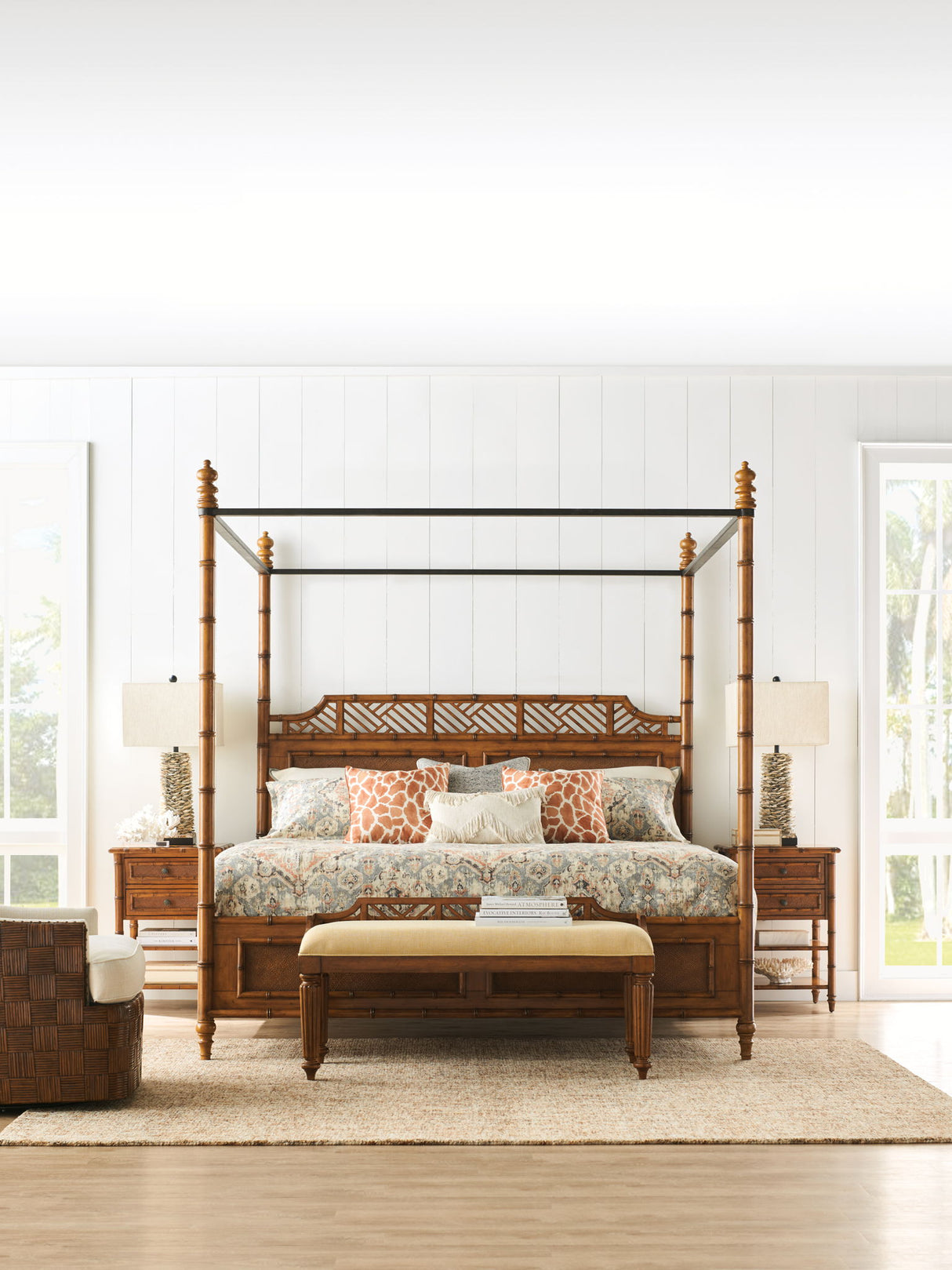 Island Estate - Plantain Upholstered Bed Bench - Beige / Dark Brown