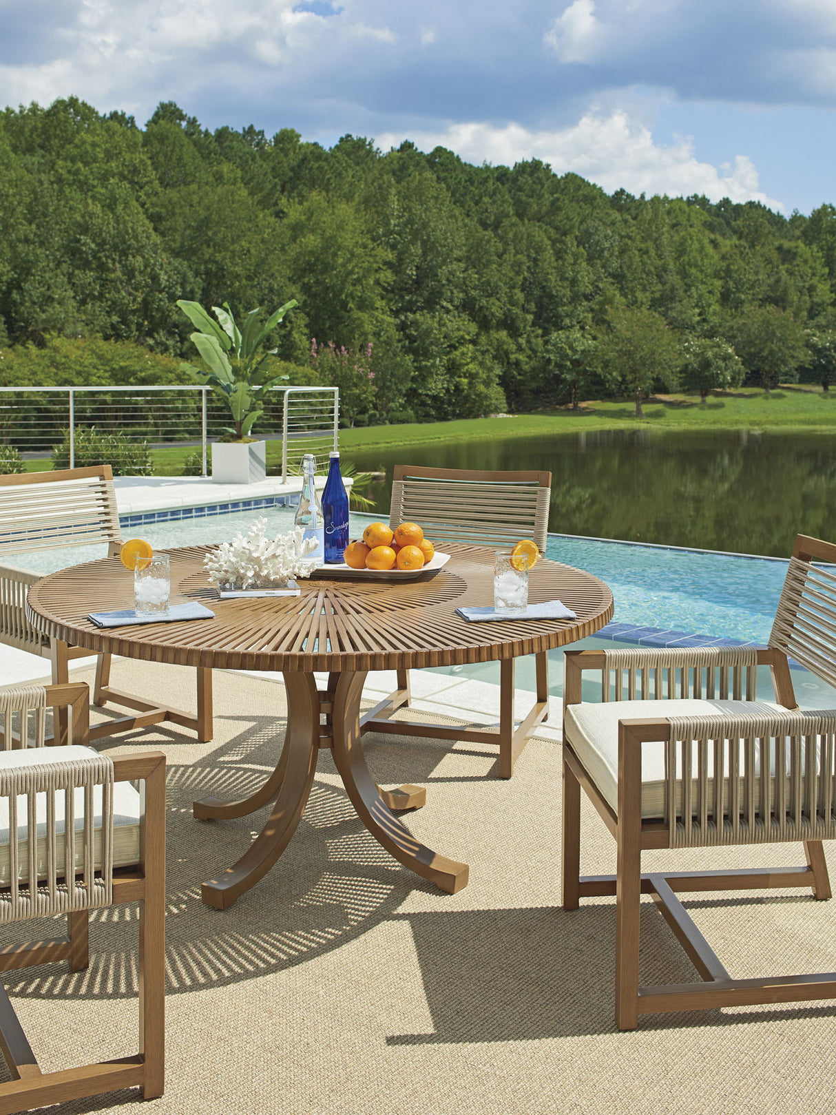 St Tropez - Round Dining Table - Light Brown