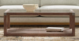 Calum - Cocktail Table - Driftwood Gray / Cane / Brushed Nickel
