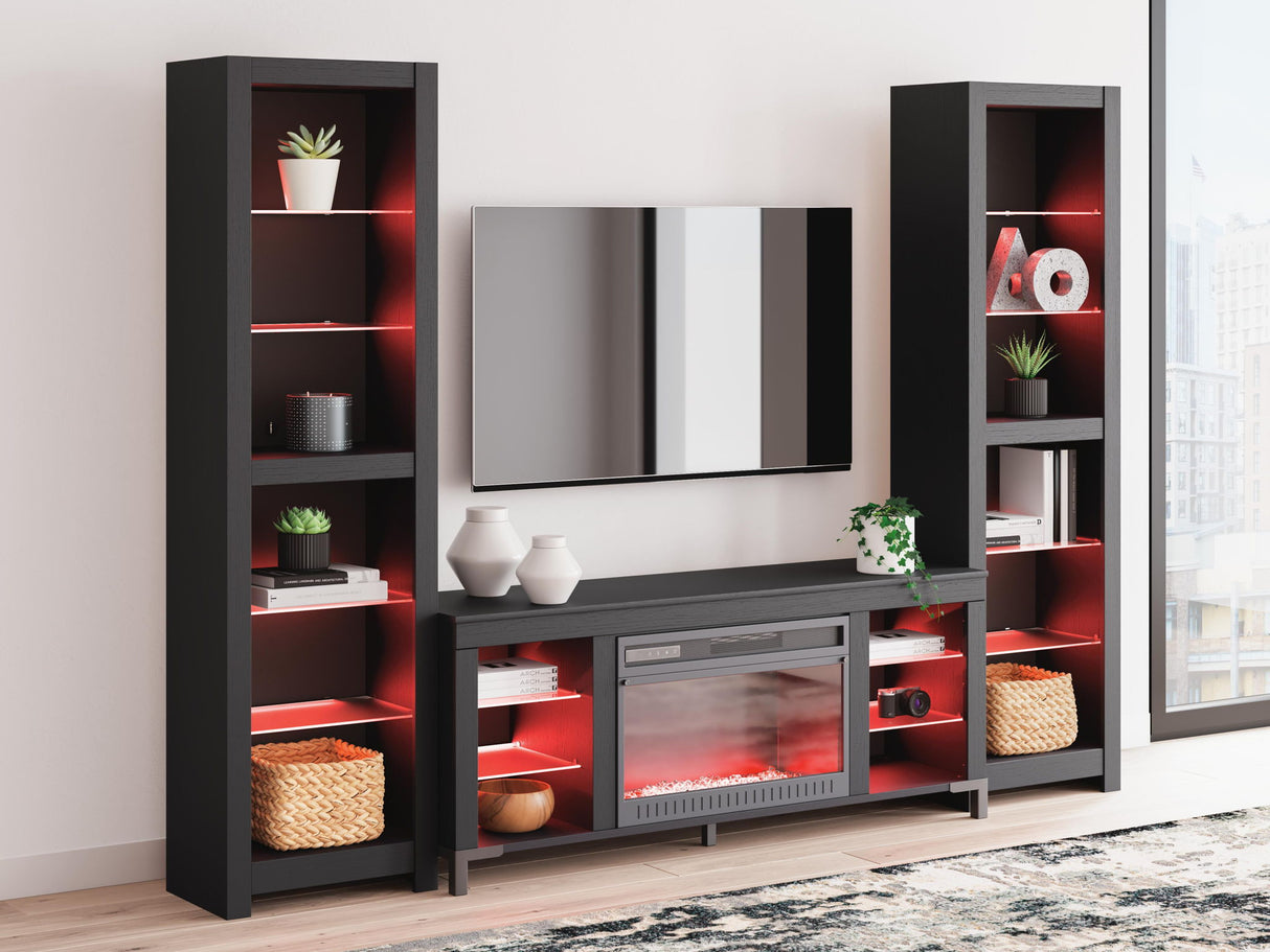Cayberry - 3-Piece Entertainment Center With Electric Fireplace - Black