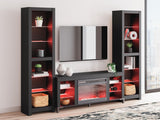 Cayberry - 3-Piece Entertainment Center With Electric Fireplace - Black