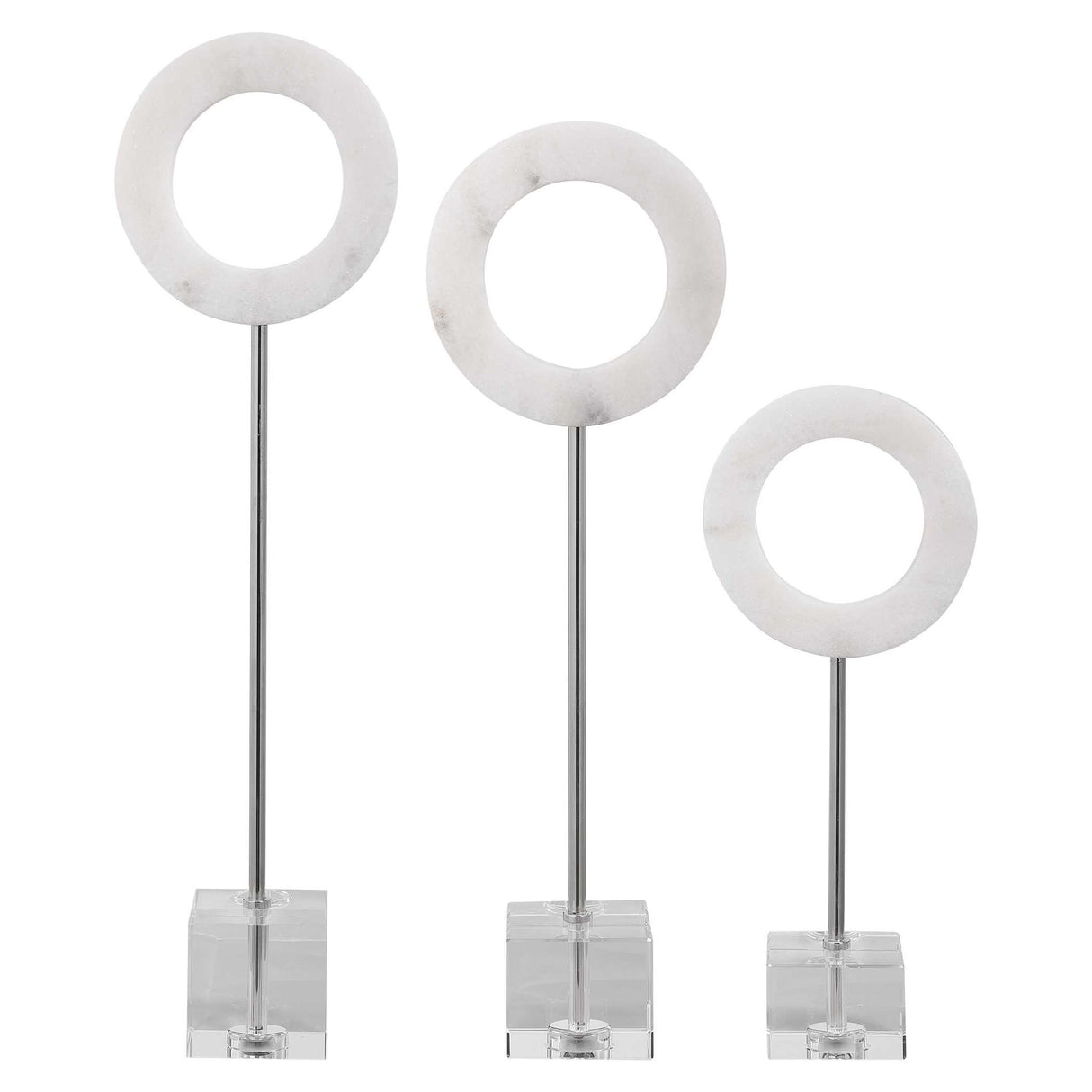 Coin Toss - Marble Rings, Set Of 3 - White