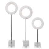 Coin Toss - Marble Rings, Set Of 3 - White