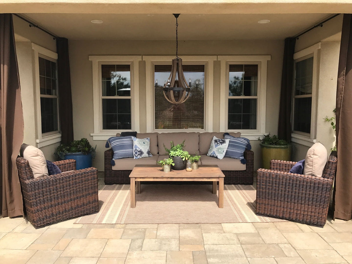 Montecito - Club Chair, With Self Welt - Canvas Flax / Dark Brown