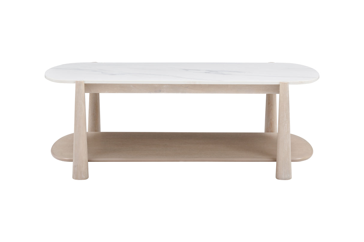 Horizons - Cocktail Table - White Oak / White Marble