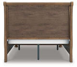Feddinger - 3 Pc. - Queen Sleigh Storage Bed, Dresser And Mirror - Medium Brown