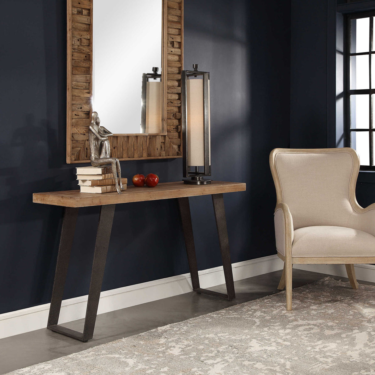 Freddy - Weathered Console Table - Light Brown & Black