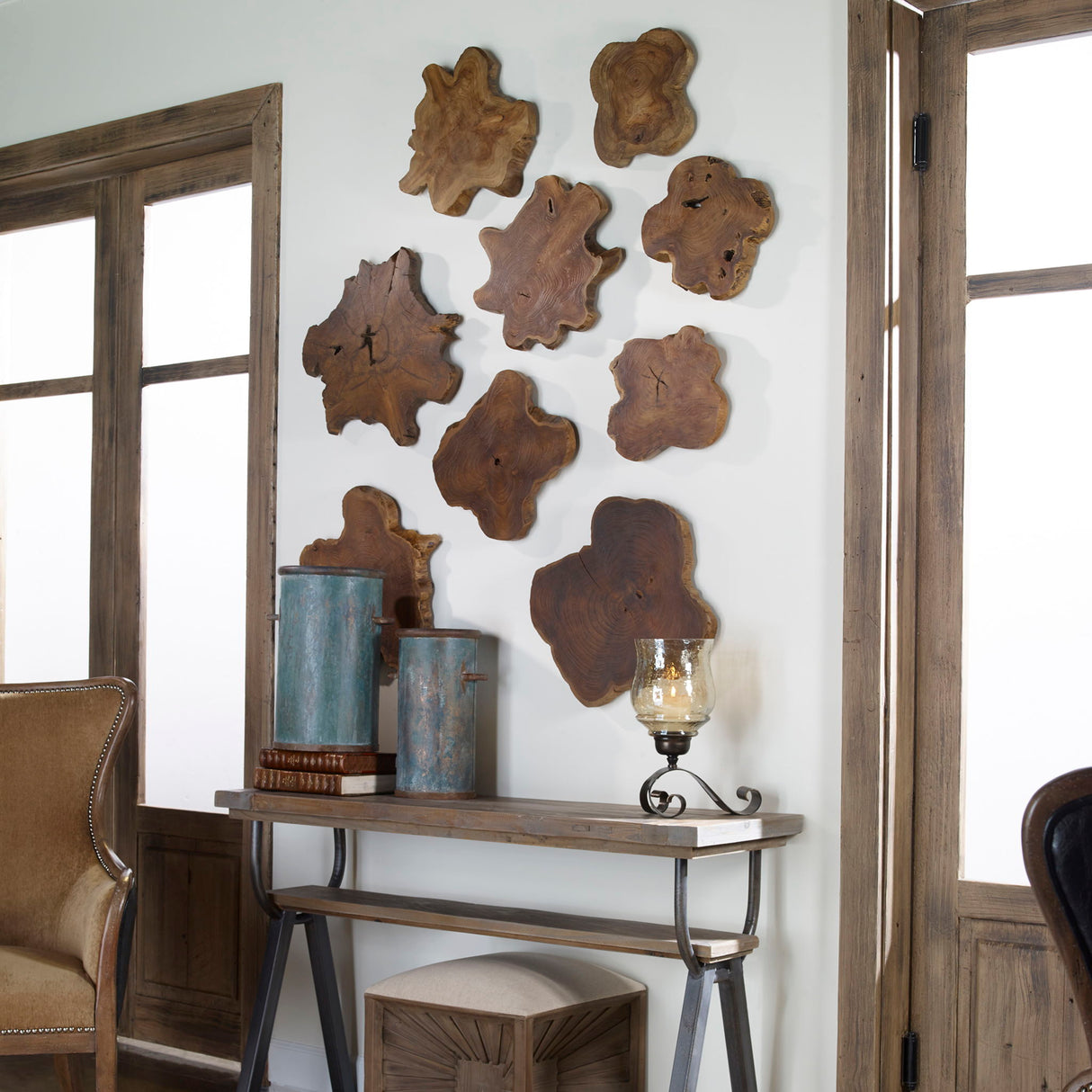 Kalani - Teak Wall Art Set Of 3 - Light Brown