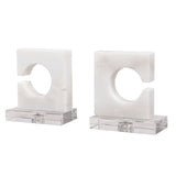 Clarin - Bookends, Set Of 2 - White & Gray