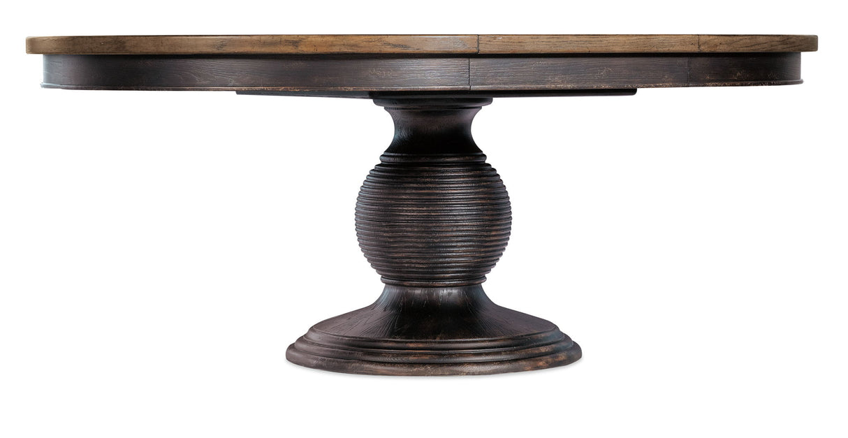 Americana - Round Pedestal Dining Table With One 22" Leaf