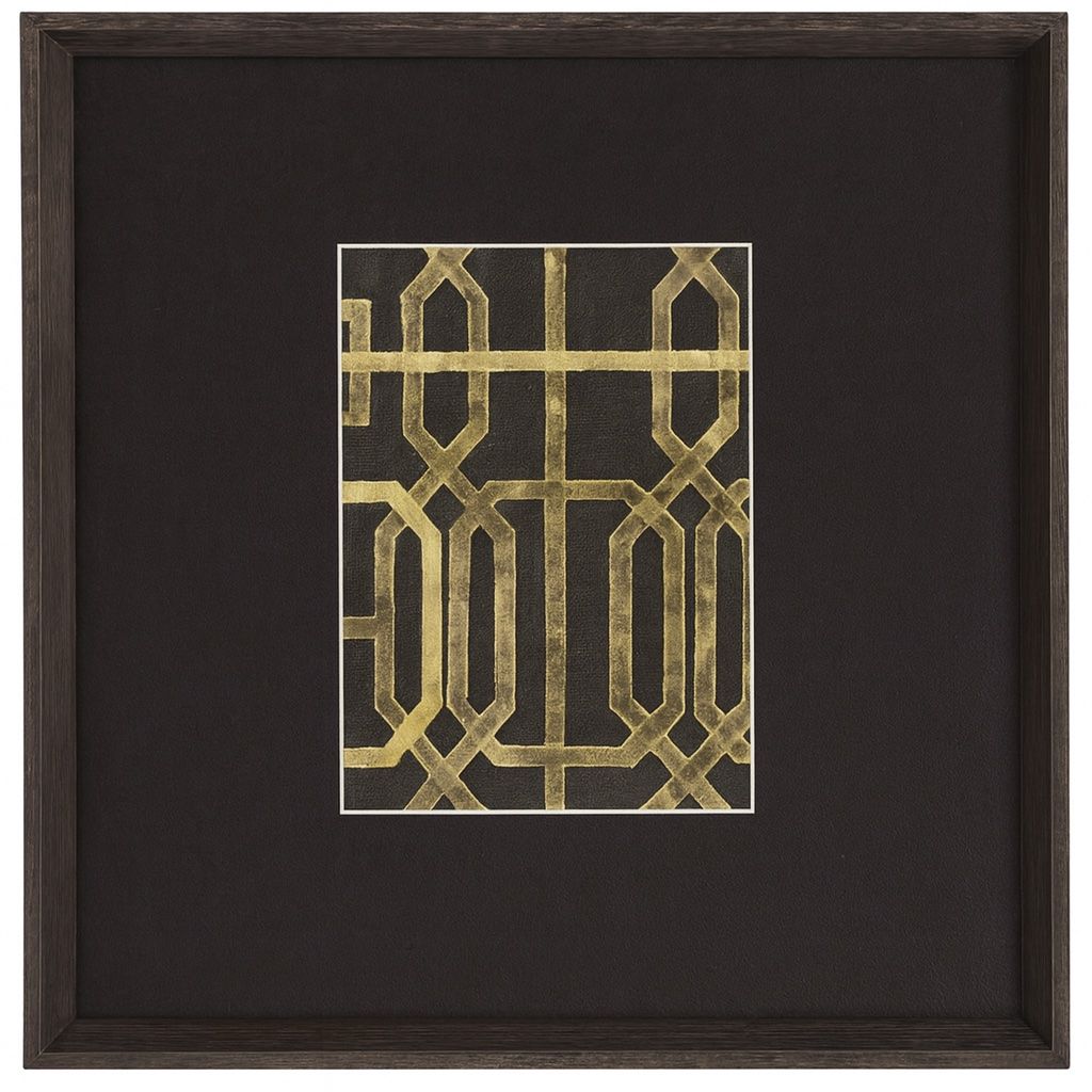 Trellis Pattern III Framed Print - Brown / Gold