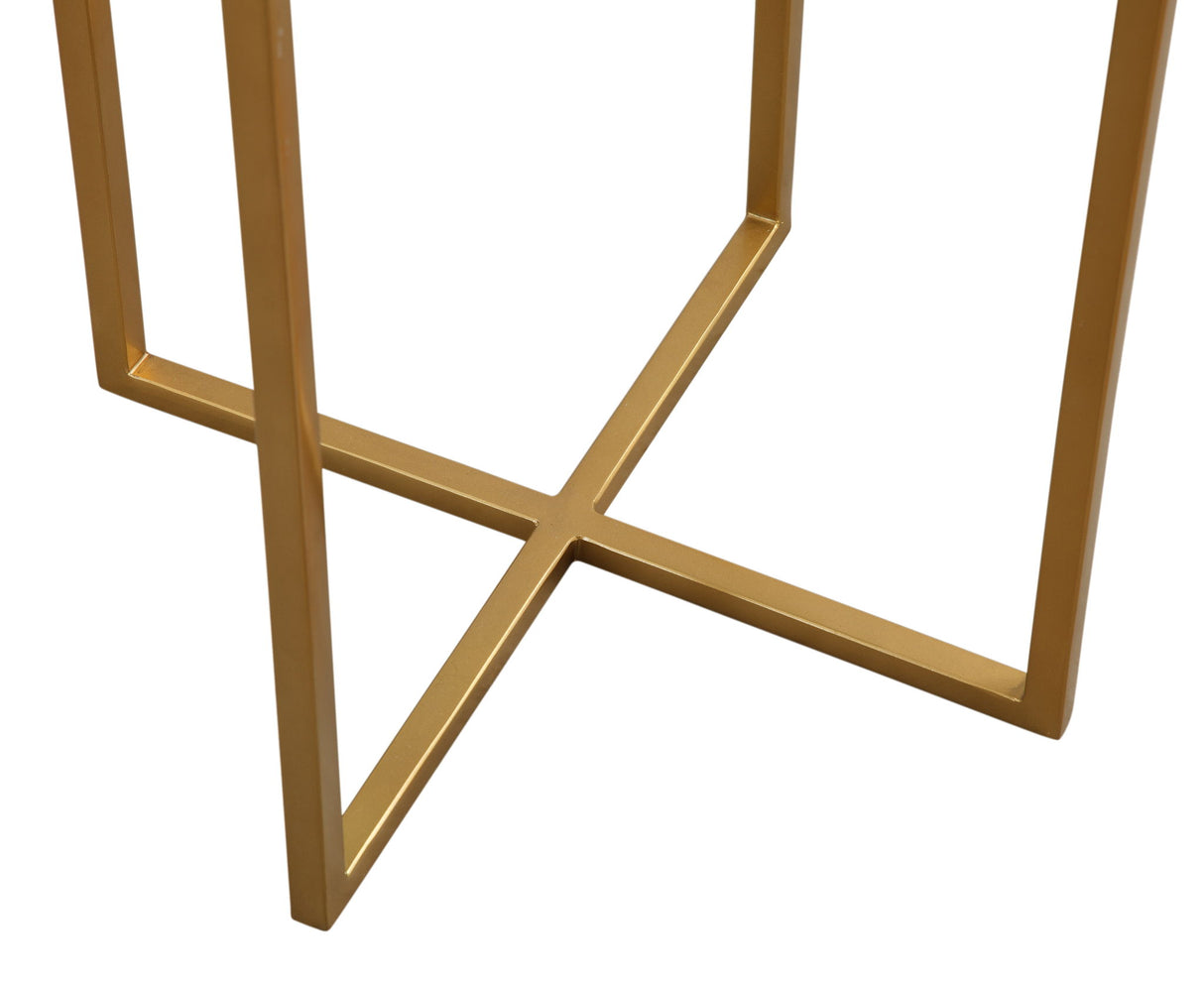 Marilee - Accent Table - Vibrant Red / Sleek Brushed Gold