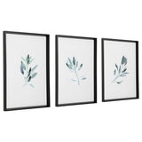Simple Sage - Watercolor Prints, Set Of 3 - White