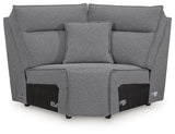 Modmax II - 8-Piece Power Reclining Sectional With LAF Press Back Power Chaise And Console - Salt And Pepper