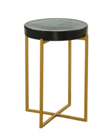 Marilee - Accent Table - Deep Blue / Sleek Brushed Gold