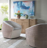Artistica Upholstery - Natalie Woven Swivel Chair - White / Dark Brown