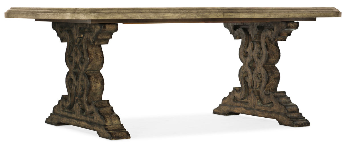 La Grange - Le Vieux 86" Double Pedestal Table With 2-18" Leaves - Light Brown
