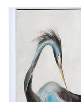 Louisiana Heron - Canvas Art - Blue / Pearl Silver