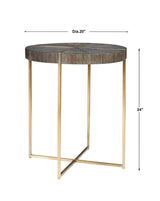 Taja - Round Accent Table - Brown, Dark & Gold