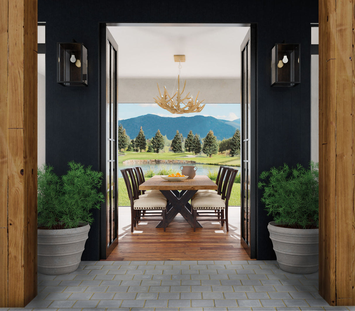 Big Sky - Trestle Dining Table With 2-20" Leaves - Light Brown
