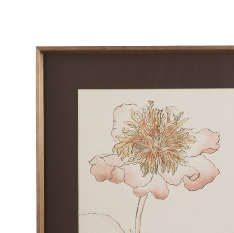 Sketchbook Blooms Delicate Framed Print - Peach / Black / Brown