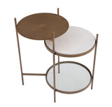 Felicity - Accent Table - Brushed Gold/White Marble/