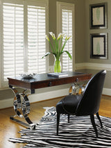 Studio Designs - Rosewood Writing Desk - Dark Brown / Pearl Silver