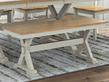 Purlaney - Antique White / Natural - Large Dining Room Bench