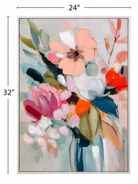 Spring Bouquet Framed Canvas - Pink